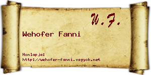 Wehofer Fanni névjegykártya
